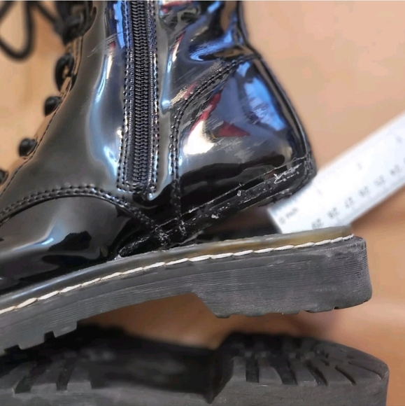 NEED REPAIR Combat Boots mens 7.5/Womens 9 Black Pleather Lug Destroyed Thrashed - Picture 14 of 15